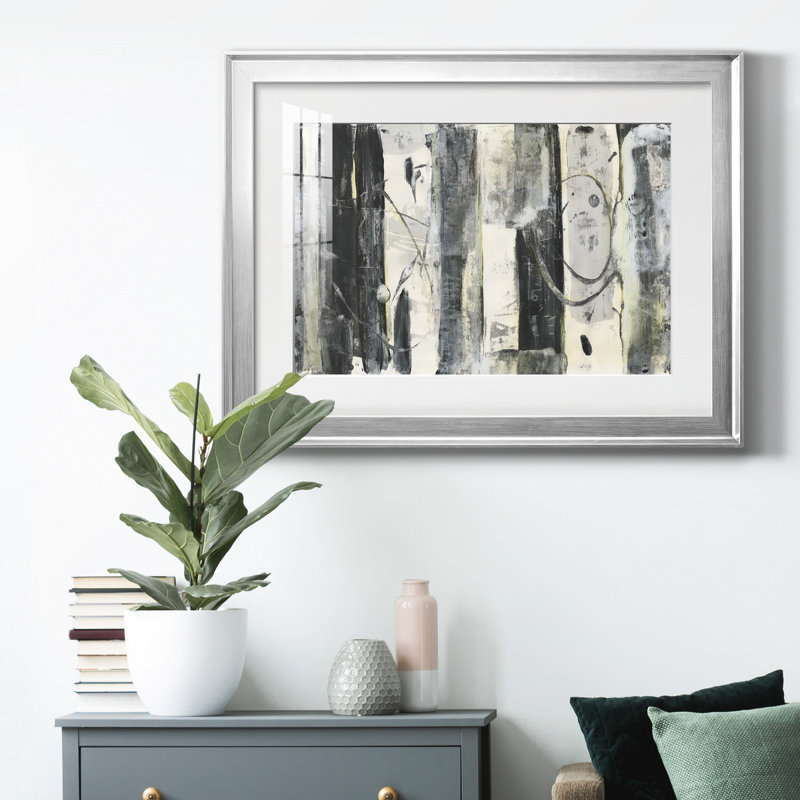 Debout debout II, H 26,5 po x l 36,5 po x P 1 po, Papier avec cadre argenté, Blanc