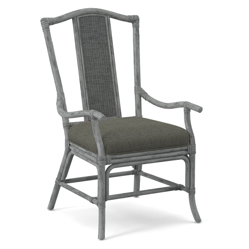 Drury Lane Slat Back Dining Arm Chair, White Textured Performance; 0865-91, Nickel