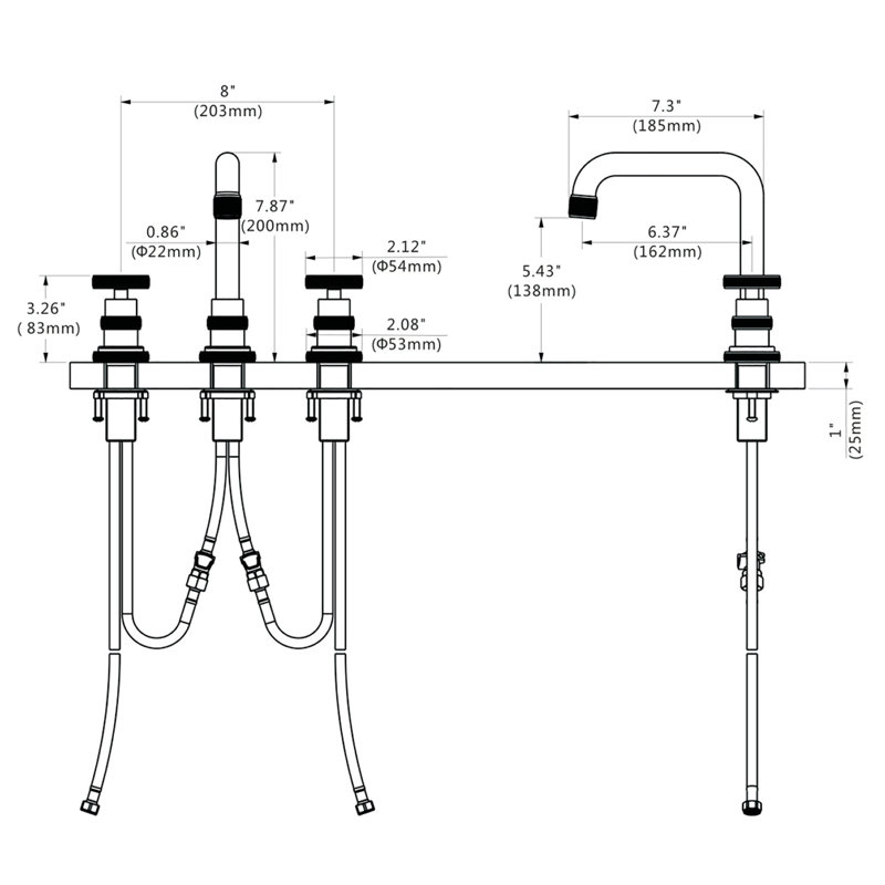 Widespread Bathroom Faucet, Brushed Gun Black