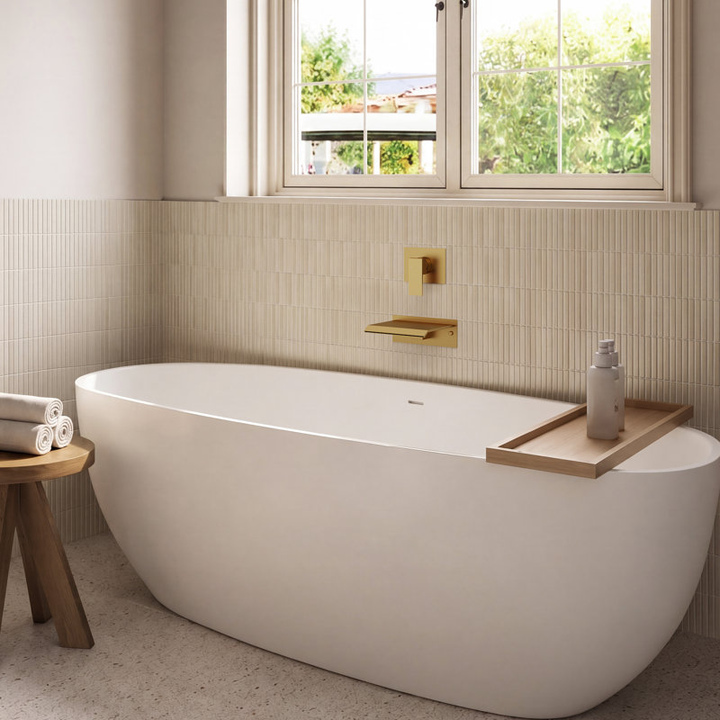Robinet de baignoire romaine à une poignée, Or brossé