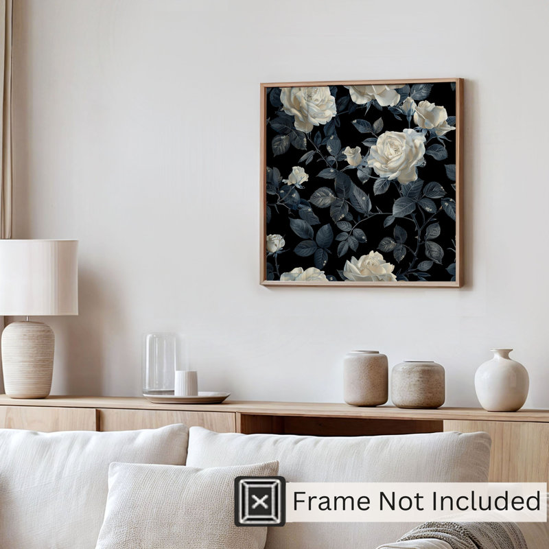 «Floral Luxe Roses I», reproduction d'art moderne sans cadre, H 16 po x l 16 po