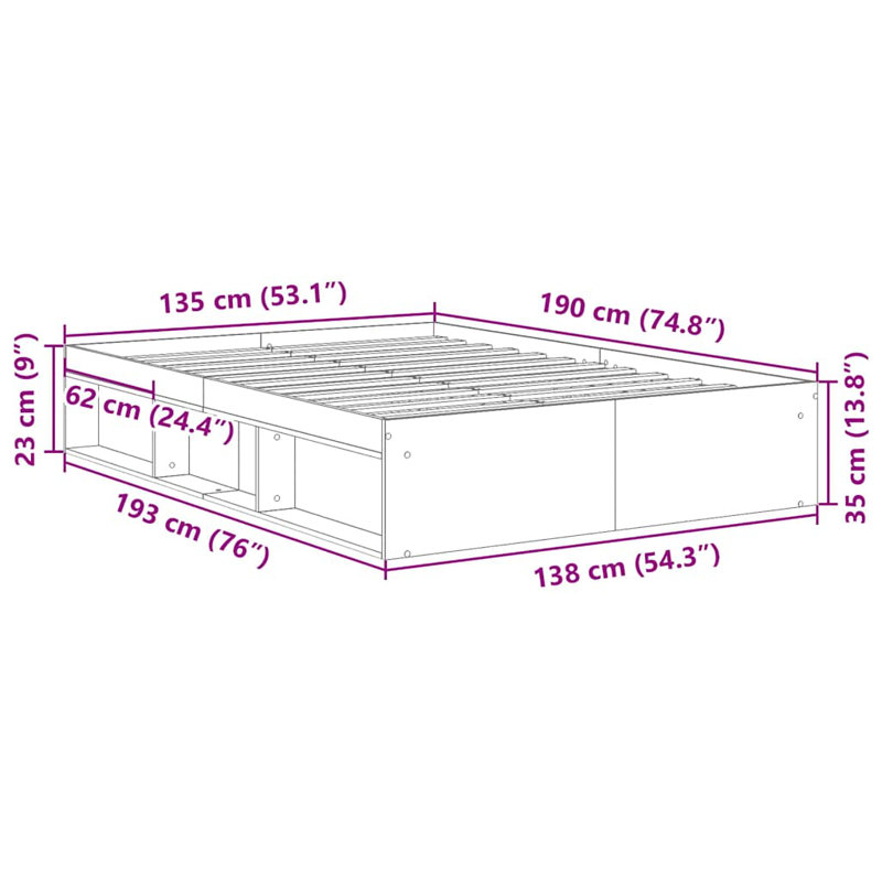 Afriani Storage Bed, Double (4'6), Black Oak