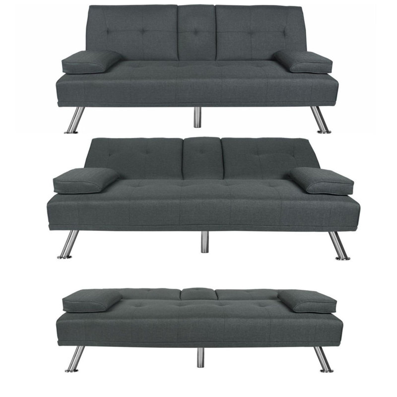 66.2'' Pillow Top Arm Sofa Bed, Dark Gray