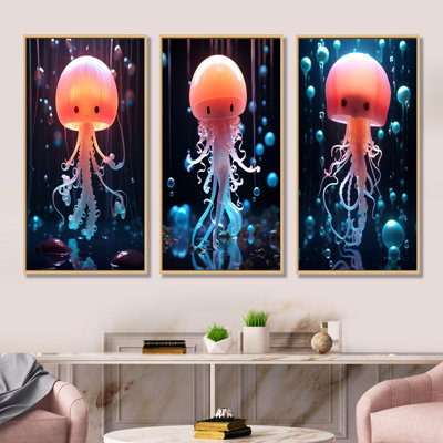 Cute Jellyfish For Nursery I - Jellyfish Wall Art Prints Set Of 3