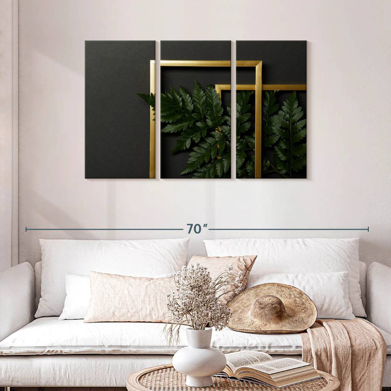 Harnek Ferns In Golden Frames, H 20 po x l 33 po