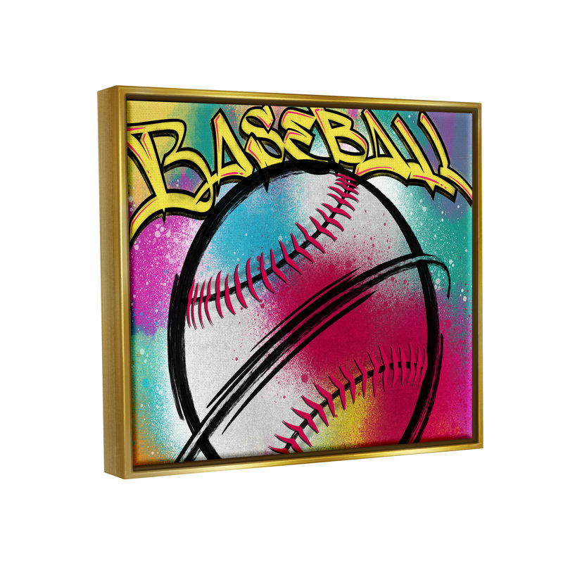 "Urban Sports Baseball", impression sur toile par Marcus Prime, H 17 po x l 21 po x P 1,7 po, Cadre flottant métallique doré