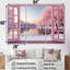«Pink Winter Window By The Lake», art mural paysage d'hiver-150089923-150089921