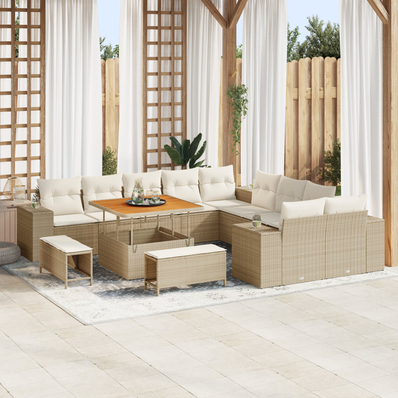 166cm Wide Patio Sofa with Cushions