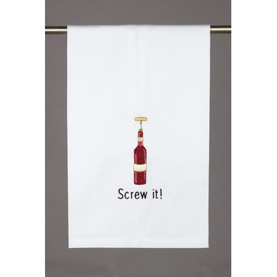 Screw It Cotton Embroidered Tea Towel