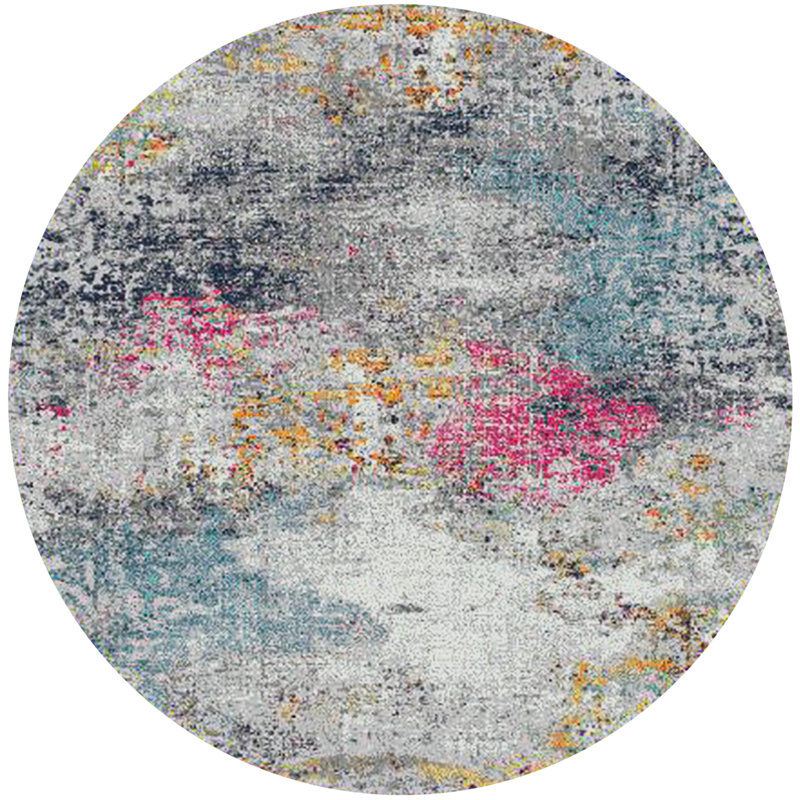Tapis bleu et rose 7 pi