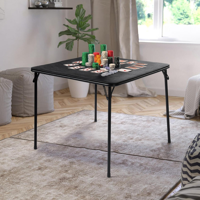  Table carrée pliante en bois et métal 34 po, Brown Wood / Brown, Manufactured Wood