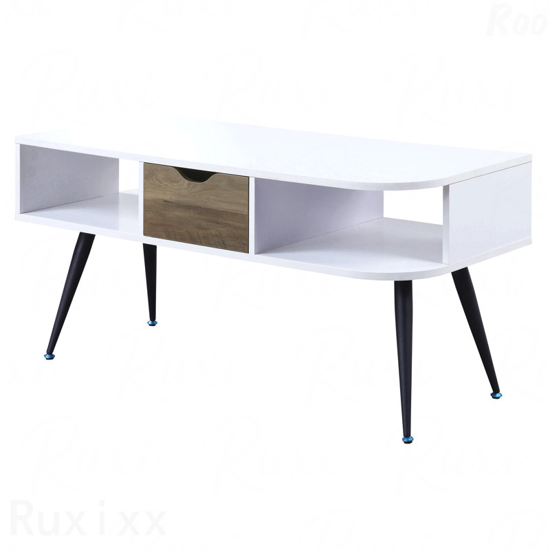 Table basse noire et blanche à 1 tiroir