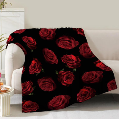 Rose, couverture florale, cadeaux pour les femmes, maman, épouse, anniversaire, Noël, Saint-Valentin, romantique, roses rouges, décoration florale, chambre à coucher, salon, canapé, canapé, adultes, jeté doux, flanelle, 40 po x 50 po