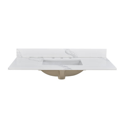 Plateau de meuble-lavabo simple 42 po avec lavabo en quartz - pour remplacement de meuble-lavabo, sans armoire