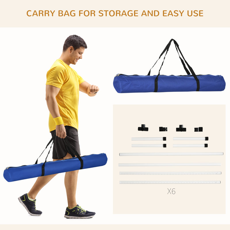 White 6-Piece Adjustable Dog Agility Training Kit with Carry Bag