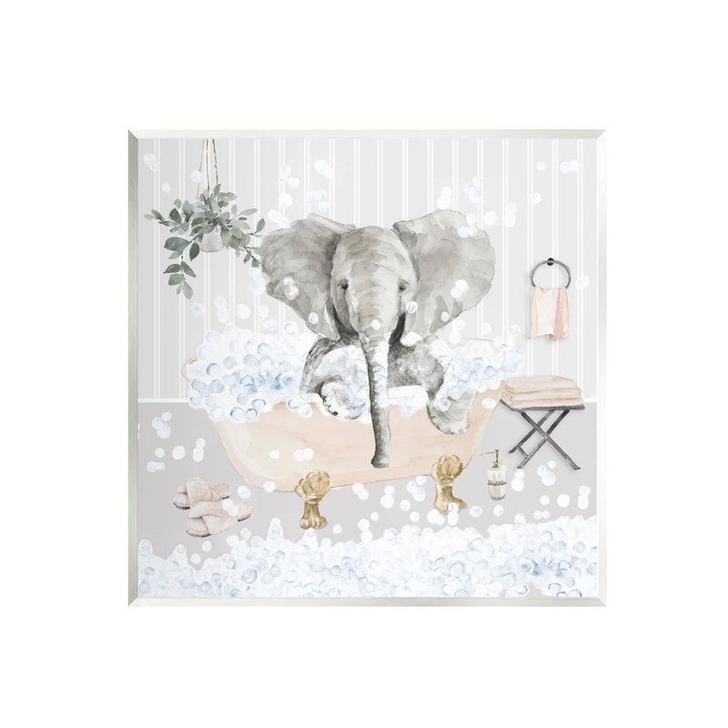«Fun Elephant Bubble Bath Tub», impression, H 12 po x l 12 po x P 1,5 po, Bois