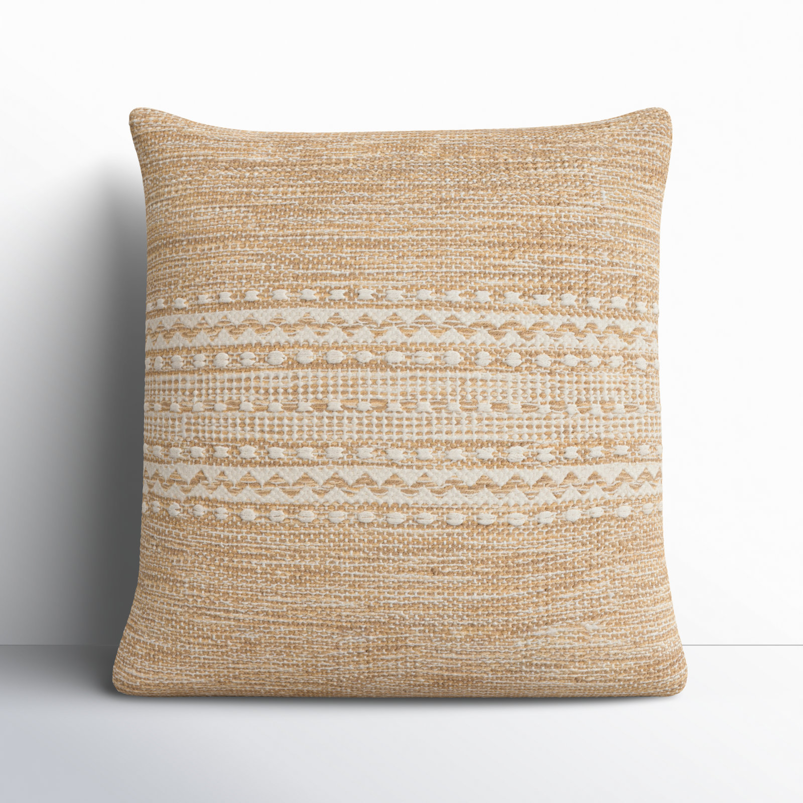 Julian Geometric Cotton Throw Pillow, Tan, Down, 18" x 18"