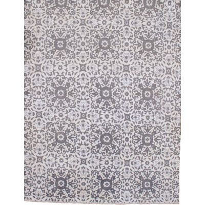 Tapis gris en soie noué à la main Emirarslan