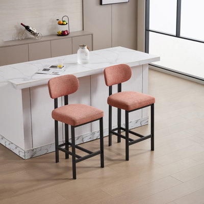 Set Of Two Modern Upholstered Bar Stools With Comfortable Seating And Sturdy Legs, Ideal For Dining Areas And Kitchen Islands