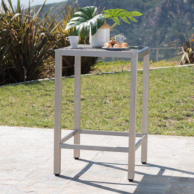 Table de bar d'extérieur en aluminium avec plateau en rotin PE