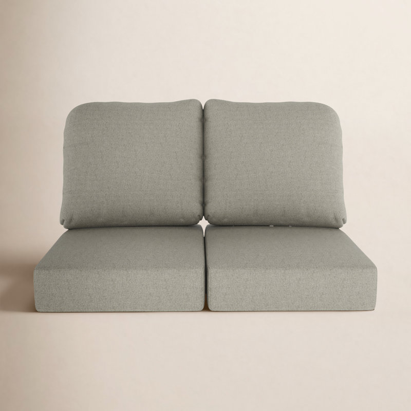 Amala Sunbrella® Indoor/Outdoor Loveseat Cushion, Spectrum Dove Sunbrella® Plainweave