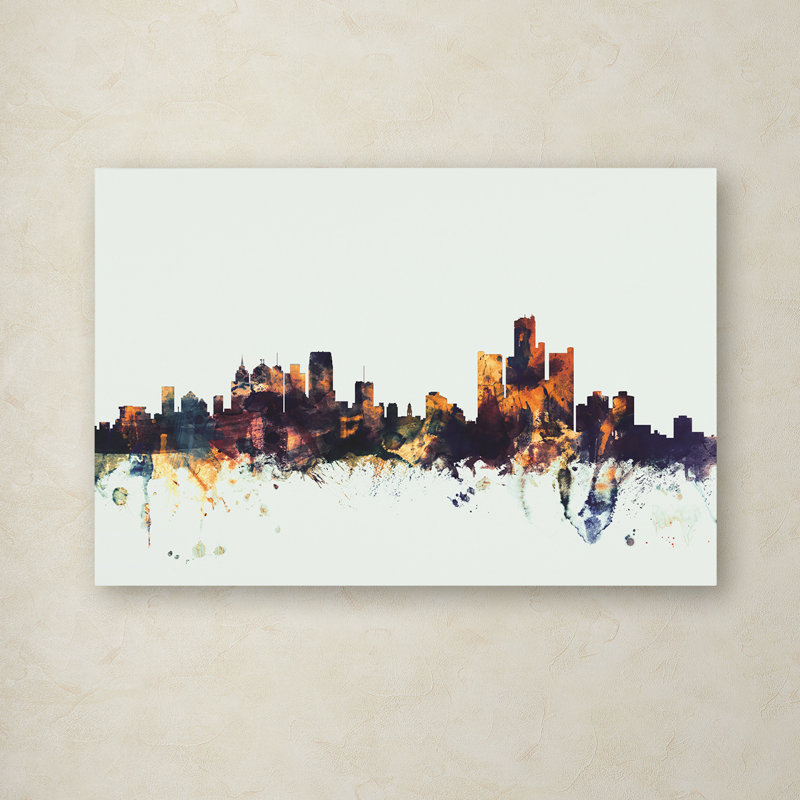 « détroit michigan horizon », impression sur toile, H 12 po x l 19 po x P 2 po