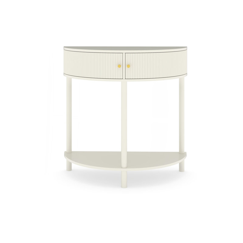 Table de bout demi-lune Artisan-Wave, Blanc, crème