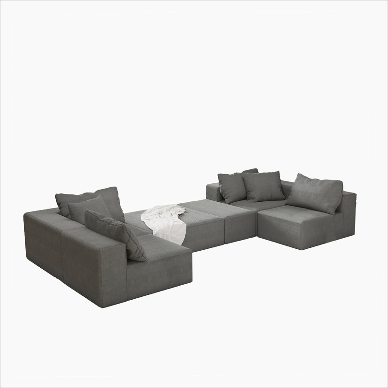 Ensemble de canapé modulaire rembourré de style moderne sans canapé, canapé modulaire de salon modulaire, Gris chenille