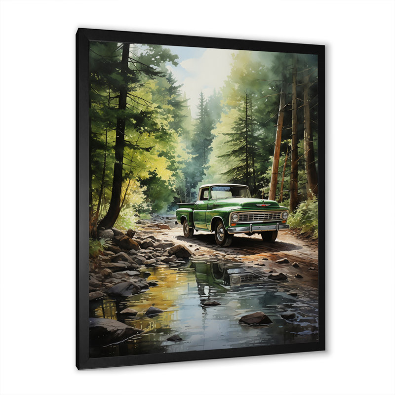 Yaden Pickup Truck Whispering Forest I, Cadre photo noir, H 20 po x l 12 po x P 1 po