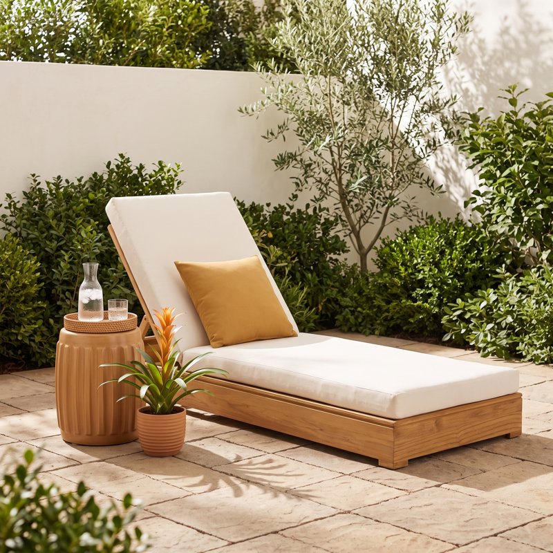 Melrose Teak Wood Patio Chaise Lounge