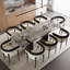 Ensemble de 9 tables de salle à manger extensibles de 63 à 94,5 po avec table en pierre frittée et 8 fauteuils-573922557-573922558