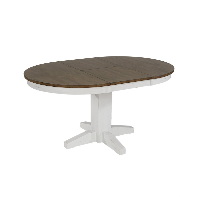Solid Wood Extendable Round Pedestal Dining Table