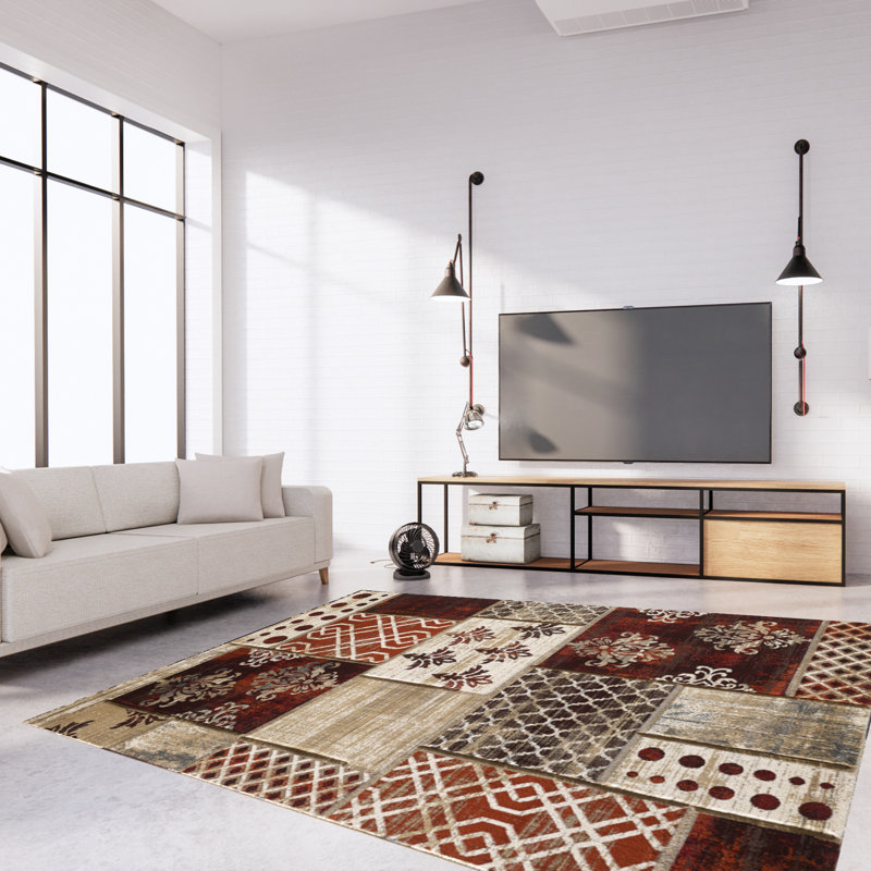 Tapis intérieur / extérieur beige Patchwork
