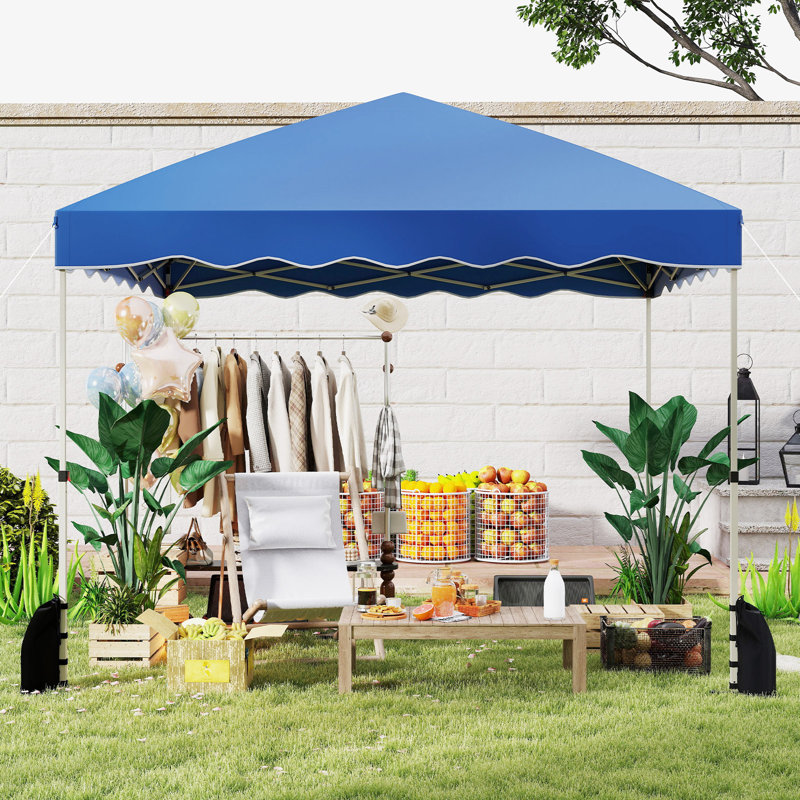 300 X 300 Cm Pop Up Blue Canopy Tent Portable Foldable Outdoor Patio Shelter