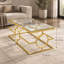 Table basse de luxe en verre avec structure en métal doré, piètement géométrique en forme d'anneau, table basse rectangulaire glamour-633837136-633837162