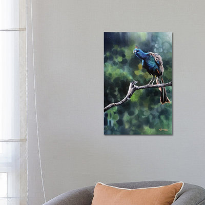 Perched Peacock by Liam Kumawat - Wrapped Canvas Print