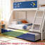 Lit superposé simple au-dessus de double Arozu, lit pour enfants en bois avec ciel de nuit en forme de garde-corps et échelle, 2 tiroirs de rangement en bois de pin, autocollants supplémentaires offerts, sécurité, non toxique, bleu marine et blanc.-2062957540
