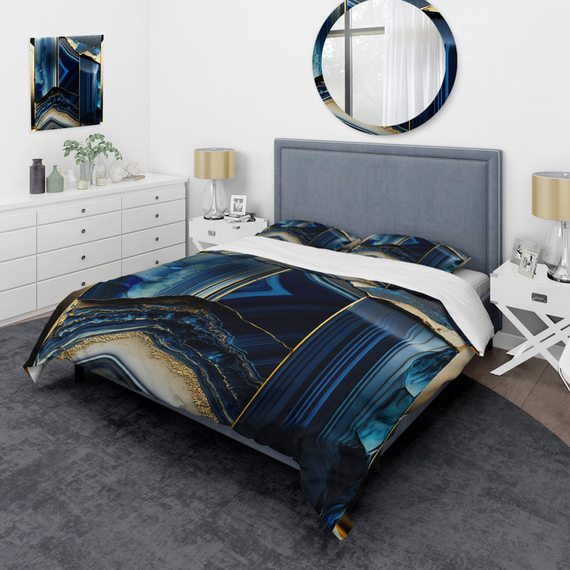 Ensemble de housse de couette en microfibre / polyester Abstract Geode, Housse de couette pour grand lit et 2 taies décor