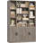 75” Tall Book Shelf and Bookcase, Bookshelf with Storage Cabinet, 47” Wide Bookcase with 4 Doors, Standing Display Shelves, Modern Farmhouse Book Case for Living Room, Home Office, Dark Brown-557923851
