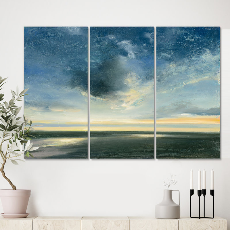 «Blue Coastal Sunrise», peinture à multiples images sur toile tendue, H 40 po x l 60 po x P 1 po