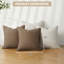 Ensemble de 4 housses de coussin, lin naturel 18 x 18 po, 2 kaki / 2 café-124323939