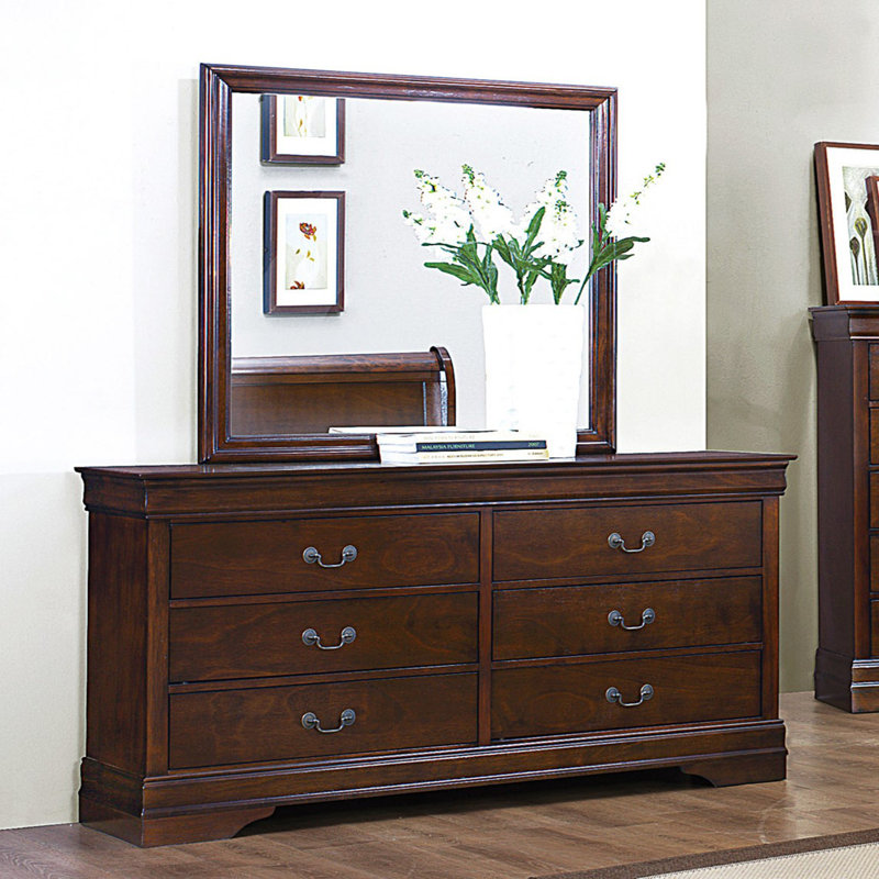 Commode de style traditionnel 1pc, style Louis Phillipe, mobilier de chambre classique, Brun