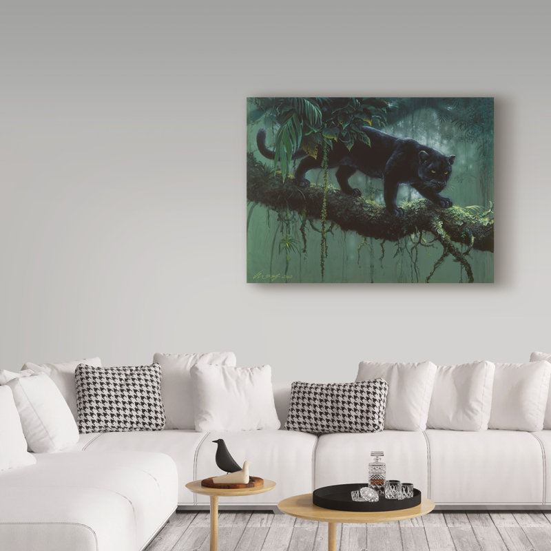 Black Panther Stalking in Jungle Gallery-Wrapped Canvas Art