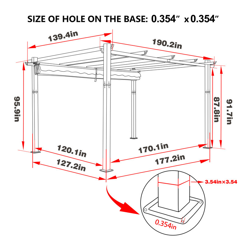 12'x 16' Aluminum Pergola with Canopy