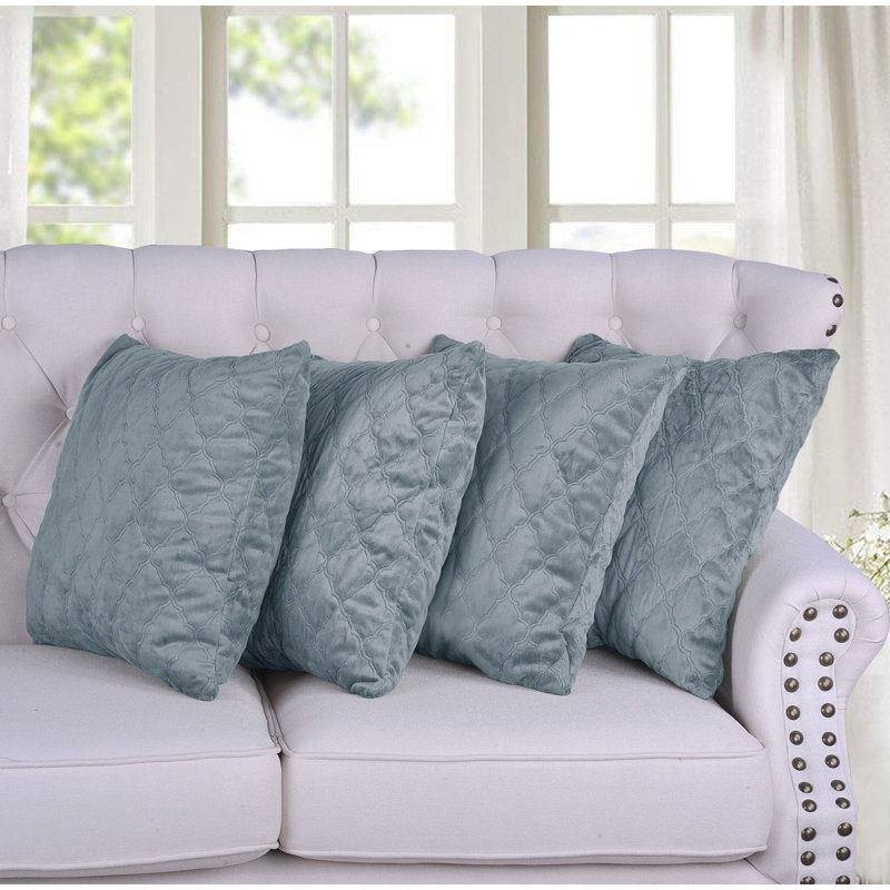 Micro Mink Throw Pillow Covers, Ashley Blue