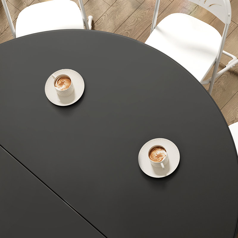 Black 65" Round Collapsible Plastic Dining Table with Steel Legs