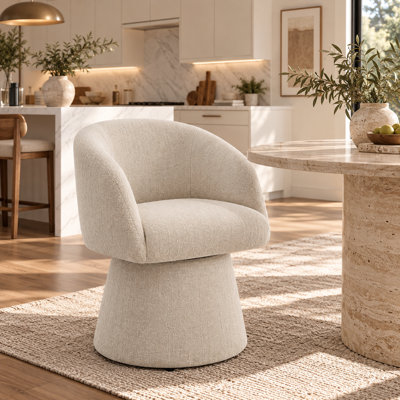 Kyo 24.4" W Chenille Swivel Barrel Chair