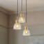 Luminaire suspendu industriel moderne à 3 lumières à intensité variable avec cloche en verre transparent-699009799-699009849