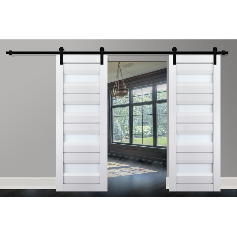 Portes de grange en bois givré Veregio, 17 po x 79,5 po, Blanc