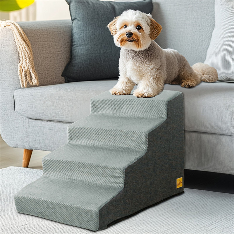 Pet Stairs With Steps, 4 Steps (19.49" H x 30.12" W x 15.35" D)